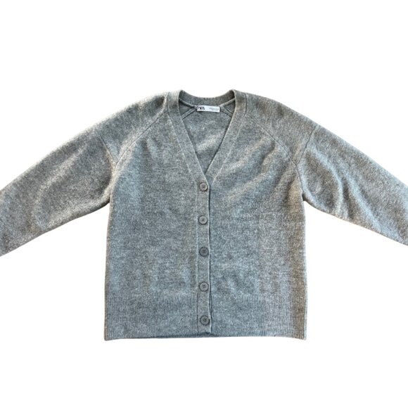 Zara Softknit Cardigan Grey Size M - Picture 2 of 8